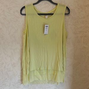 Chico's Mia Mesh Hem Tank in Bright Yellow Citron Size 3/XL